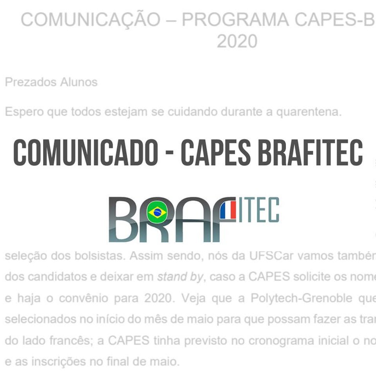 Comunicação - Programa CAPES-BRAFITEC 2020